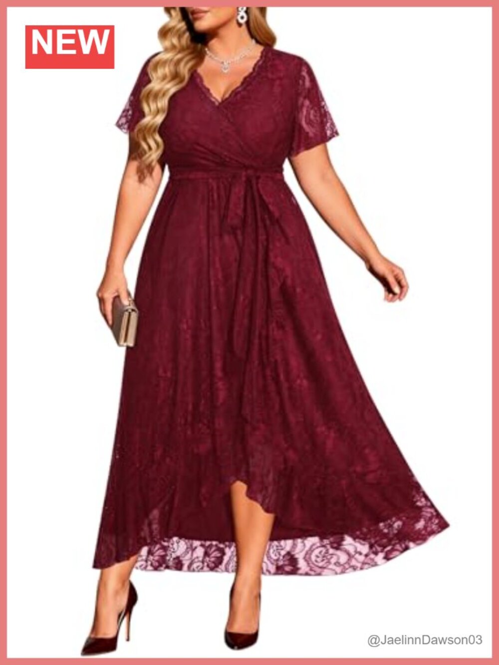 Plus Size Lace High Low Wedding Guest Cocktail Formal Dress